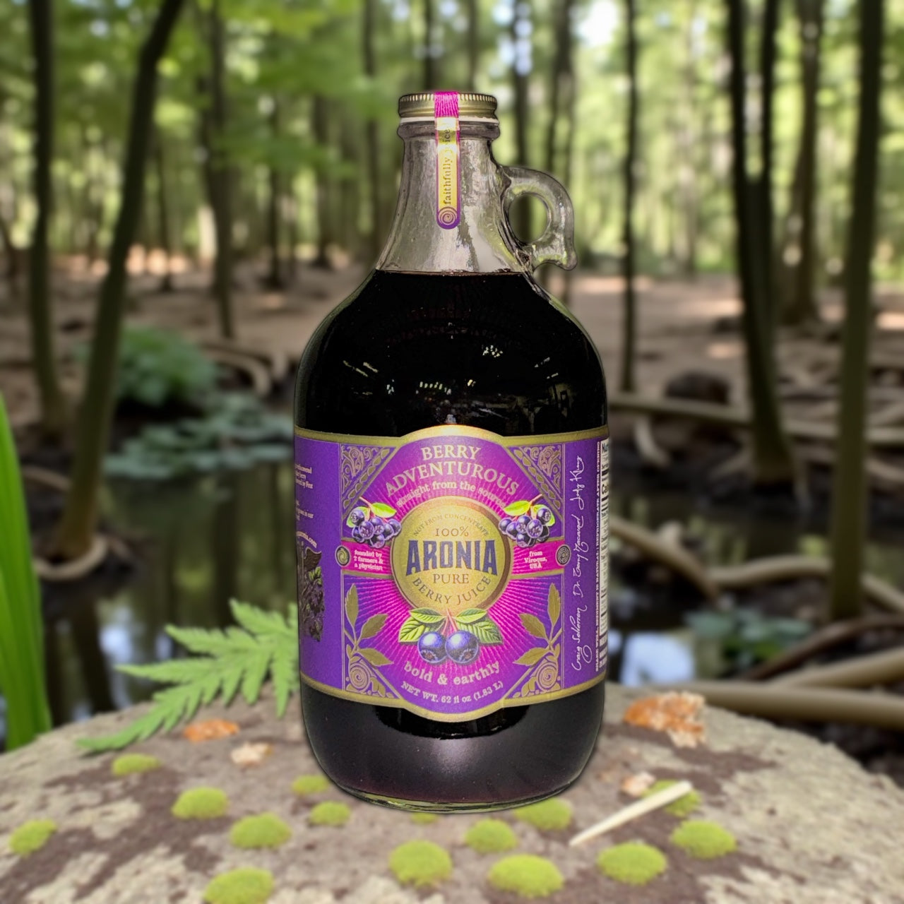 Aronia Berry Juice, Full Strength - Naturally sweet- grown & cold pressed in USA | Farmer physician founded | 4x antioxidants, 62 oz Bottle FREE SHIPPING