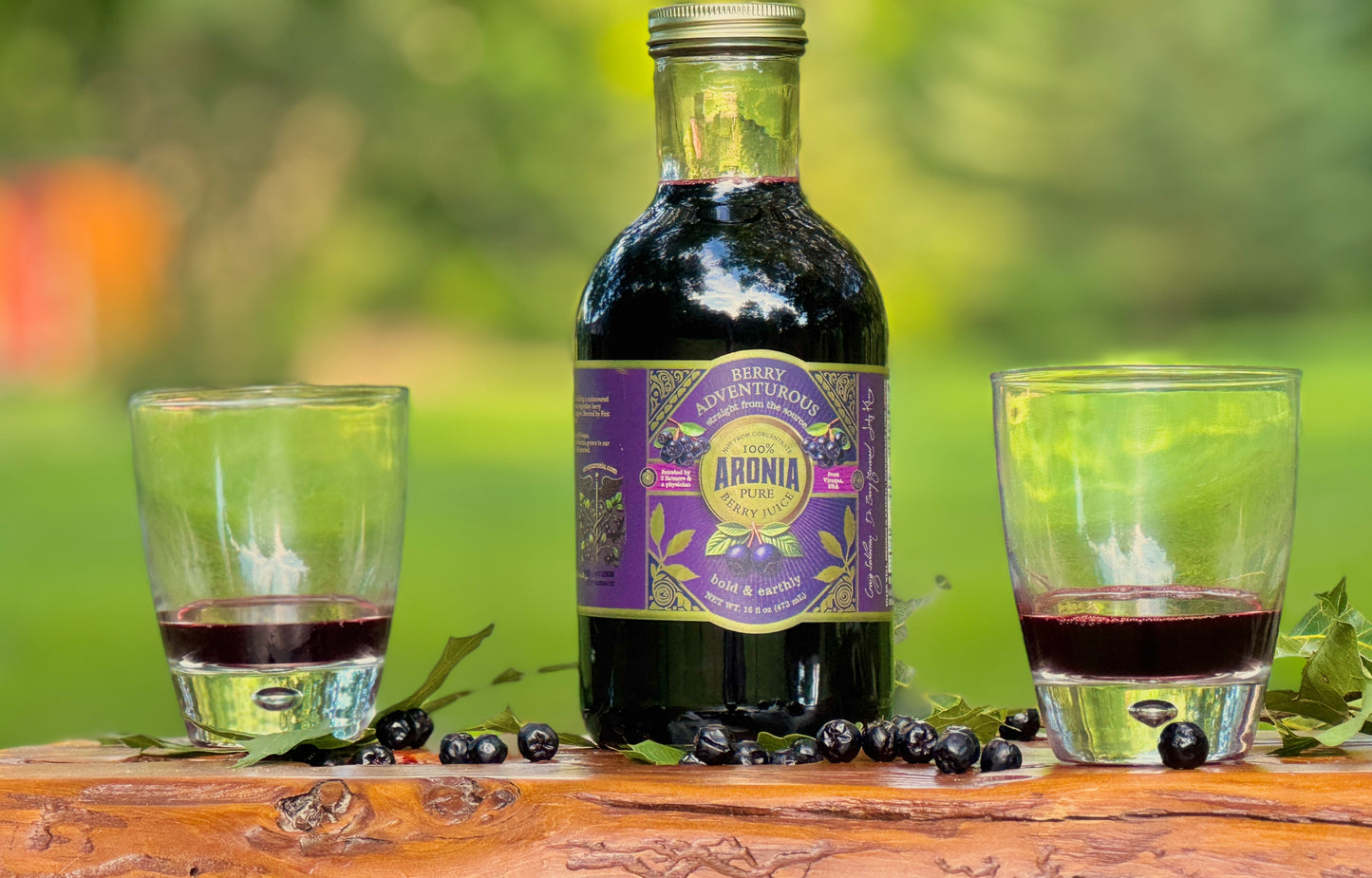 Aronia Berry Juice, Full Strength - Naturally sweet- grown & cold pressed in USA | Farmer physician founded | 4x antioxidants, 30 oz Glass Bottle | Berry Adventurous! FREE SHIPPING