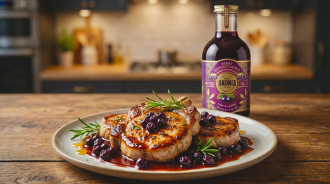 Savory Pork with Aronia, Rosemary Honey Pan Sauce