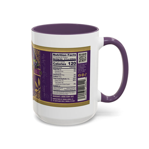 Aronia Berry Label Accent Coffee Mug — '100% Aronia Pure' Vintage Juice Can-style Design