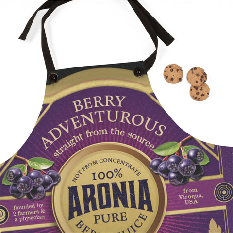 Aronia Berry Vintage Label Apron — Retro Purple Fruit Jam & Juice Kitchen Apron