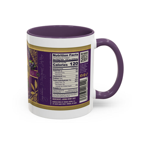 Aronia Berry Label Accent Coffee Mug — '100% Aronia Pure' Vintage Juice Can-style Design