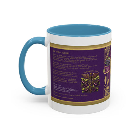 Aronia Berry Label Accent Coffee Mug — '100% Aronia Pure' Vintage Juice Can-style Design