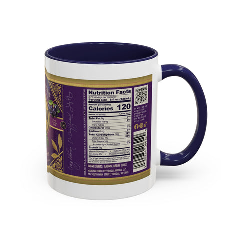 Aronia Berry Label Accent Coffee Mug — '100% Aronia Pure' Vintage Juice Can-style Design