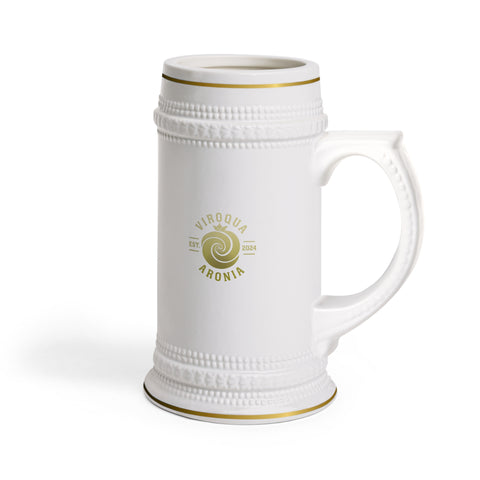 Ceramic Stein Mug with Vintage Aronia Berry Label — Rustic Pub Style Drinking Stein