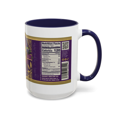 Aronia Berry Label Accent Coffee Mug — '100% Aronia Pure' Vintage Juice Can-style Design