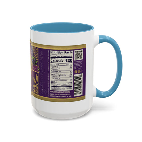 Aronia Berry Label Accent Coffee Mug — '100% Aronia Pure' Vintage Juice Can-style Design