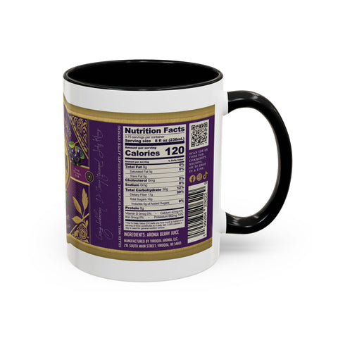 Aronia Berry Label Accent Coffee Mug — '100% Aronia Pure' Vintage Juice Can-style Design