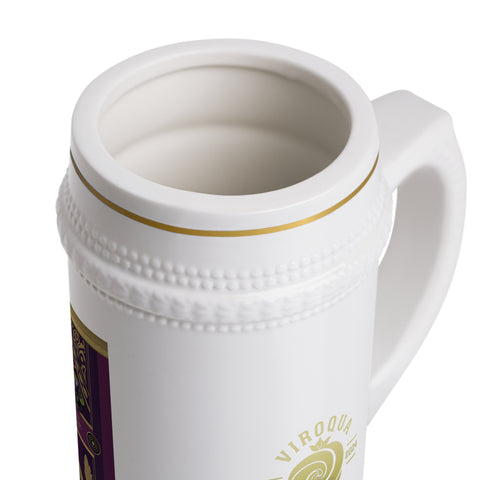 Ceramic Stein Mug with Vintage Aronia Berry Label — Rustic Pub Style Drinking Stein