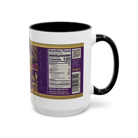 Aronia Berry Label Accent Coffee Mug — '100% Aronia Pure' Vintage Juice Can-style Design
