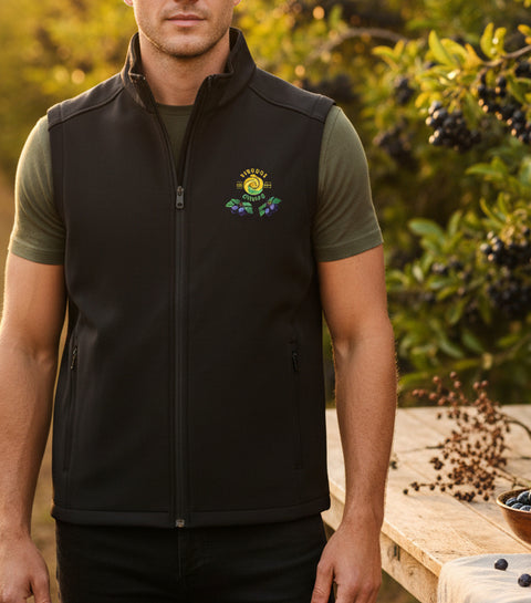 Embroidered Viroqua Aronia Berries Soft Shell Vest   unisex