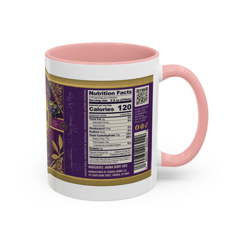 Aronia Berry Label Accent Coffee Mug — '100% Aronia Pure' Vintage Juice Can-style Design