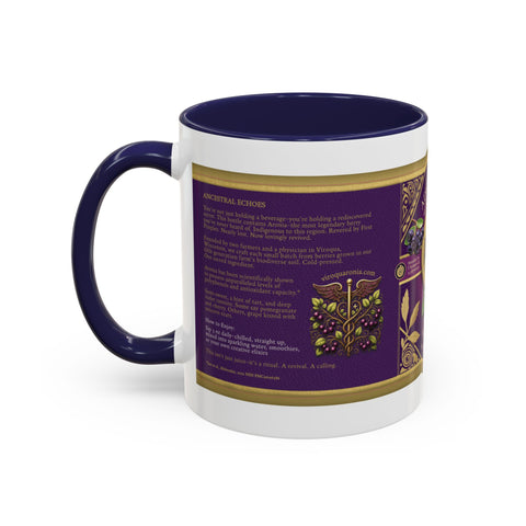 Aronia Berry Label Accent Coffee Mug — '100% Aronia Pure' Vintage Juice Can-style Design