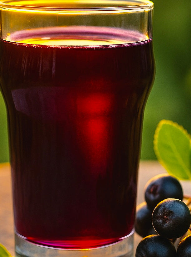 Aronia Berry Juice, Full Strength - Naturally sweet- grown & cold pressed in USA | Farmer physician founded | 4x antioxidants, 16oz glass bottle   FREE SHIPPING