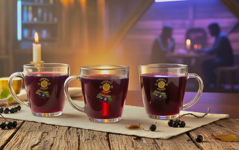 Aronia Berry Tapered Glass Mug – 'Viroqua Aronia' Engraved 15 oz Crucible