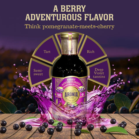 Limited edition:  Aronia Berry Juice, Six Pack. Give a gift of purity - Delicious Juice, Straight from the Source!  USA Grown | 16oz glass bottle SIX PACK