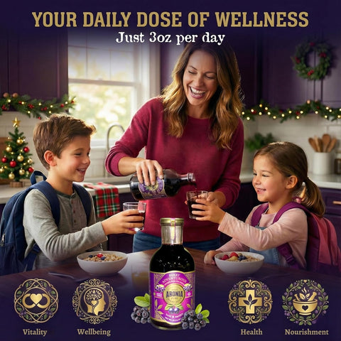 Limited edition:  Aronia Berry Juice, Six Pack. Give a gift of purity - Delicious Juice, Straight from the Source!  USA Grown | 16oz glass bottle SIX PACK