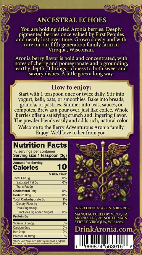 Aronia Berry Powder| First Batch, Farmer's Select, Limited Edition