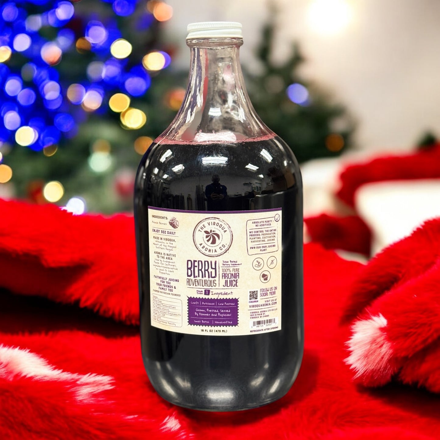 Aronia Berry Juice, Full strength, Cold pressed, 16oz bottle | Farmer + Physician Founded | Belonging Around the Berry