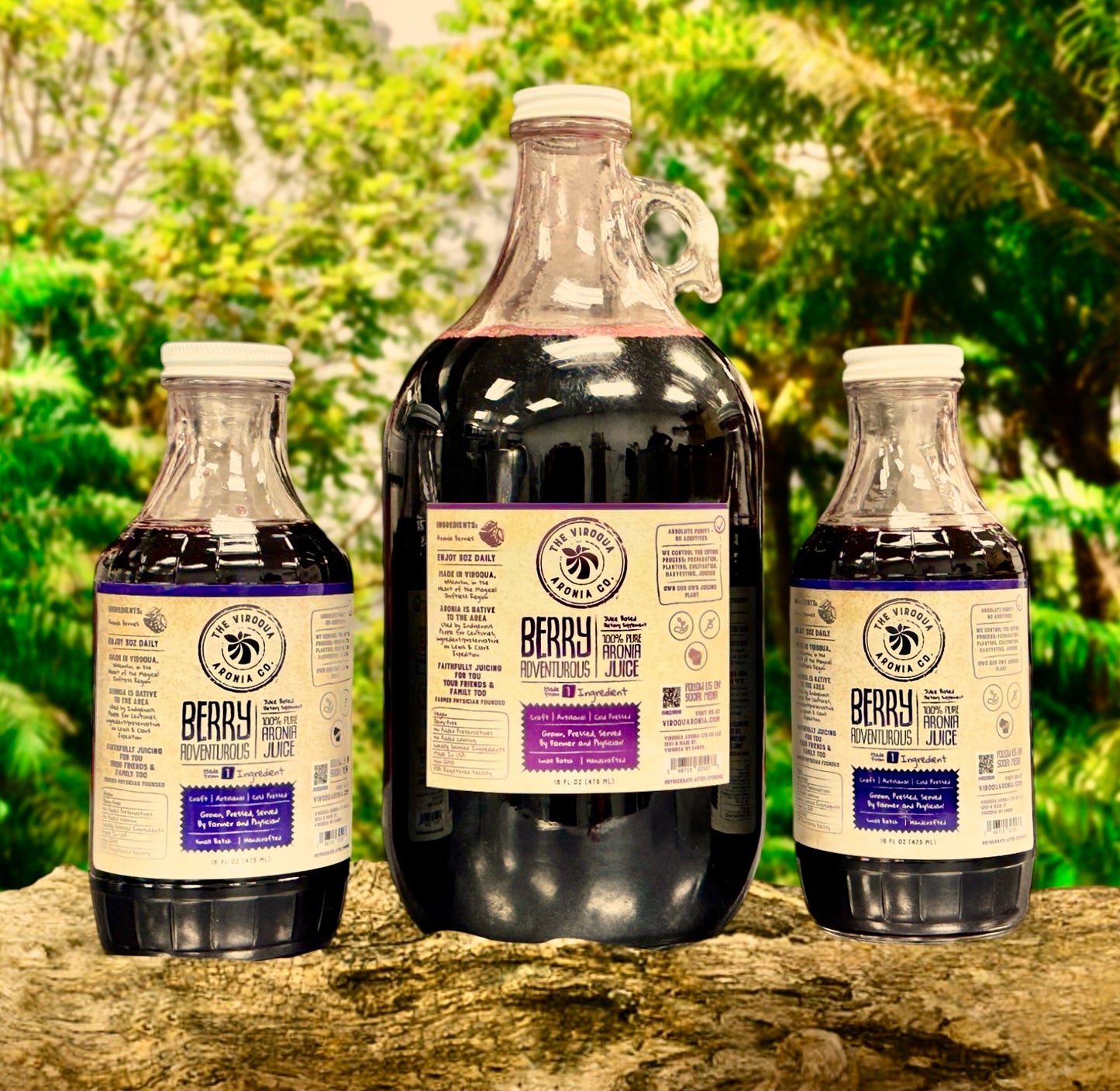 Aronia Berry Juice, Full strength, Cold pressed, 16oz bottle | Farmer + Physician Founded | Belonging Around the Berry