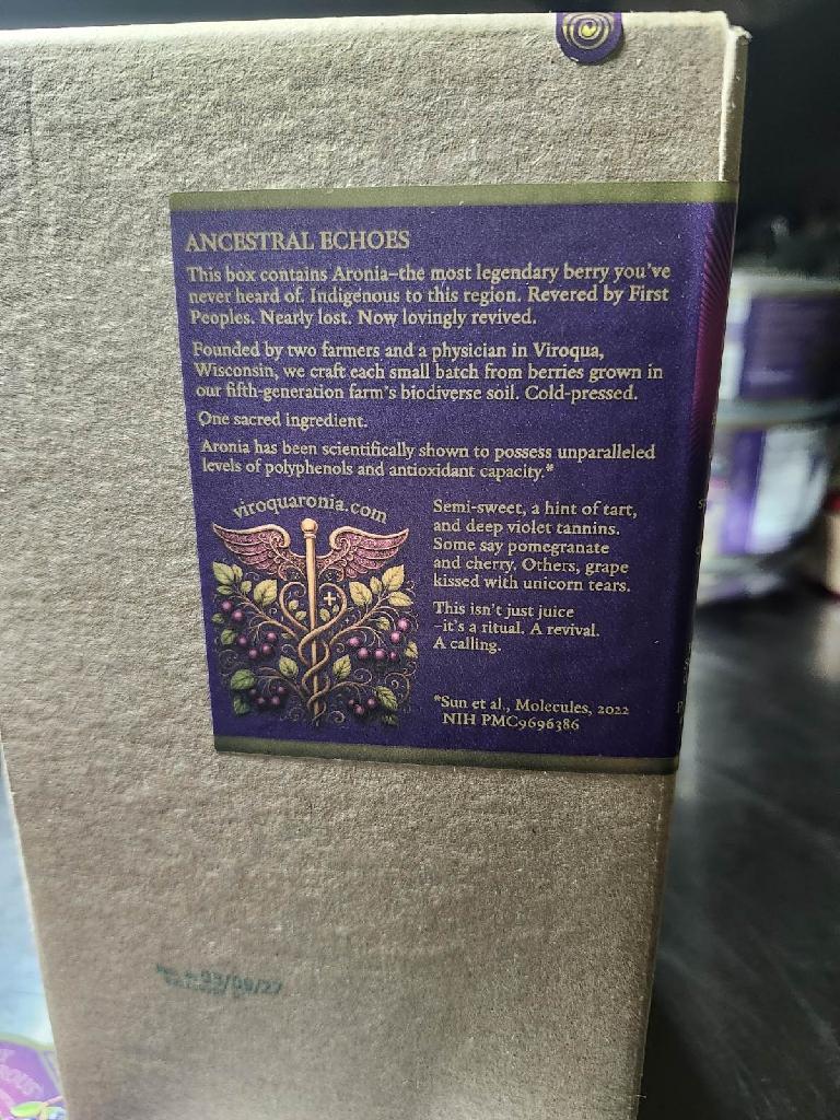 Aronia Berry Juice, Full Strength - Naturally sweet- grown & cold pressed in USA | Farmer physician founded | 4x antioxidants, 3 Liter Bag-in-the-Box  | Berry Adventurous! FREE SHIPPING